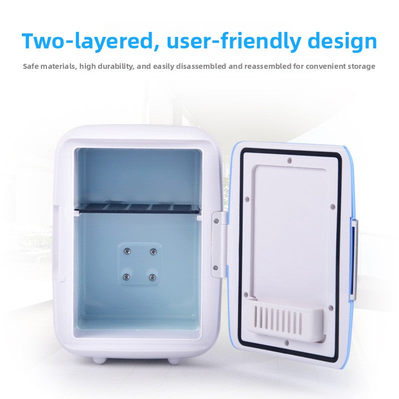 4L Portable Car and Home Mini Fridge, Cooling and Warming Refrigerator, 12V/110V-220V, Blue Pink White