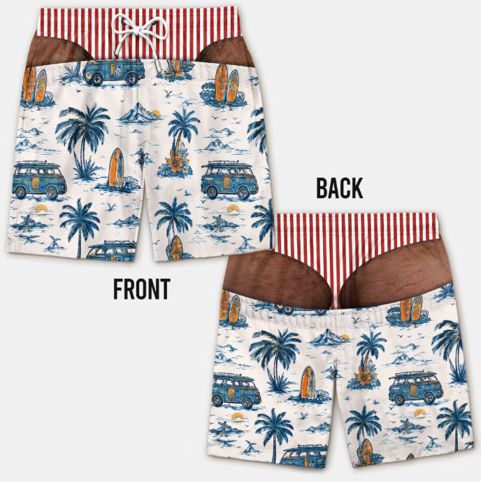 Men's 3D Patriotic Print Loose Beach Shorts