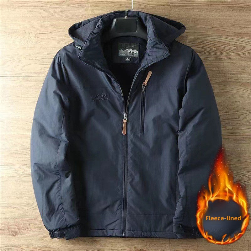 Men's detachable hood zipper loose jacket teemdrop