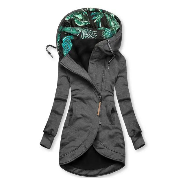 Solid-color fashionable hoodie with zipper