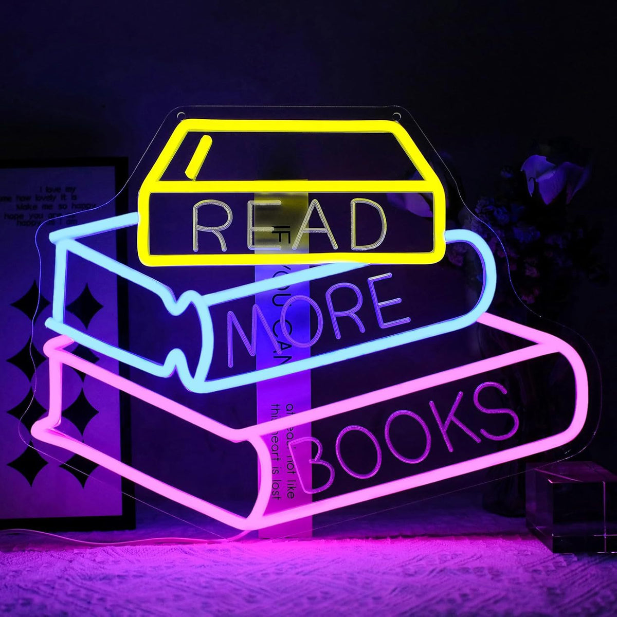 Dimmable LED Reading Neon Sign Wall Decor Light teemdrop