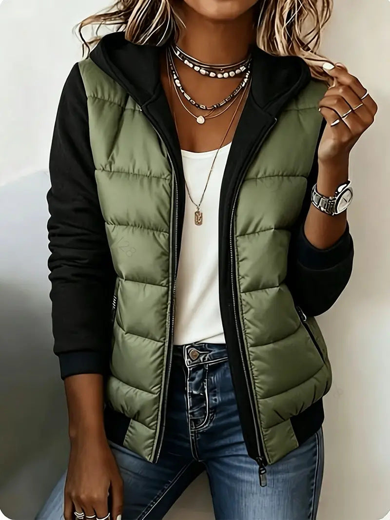 Women's Mid-Length Hooded Fleece-Lined Faux Shearling Coat teemdrop