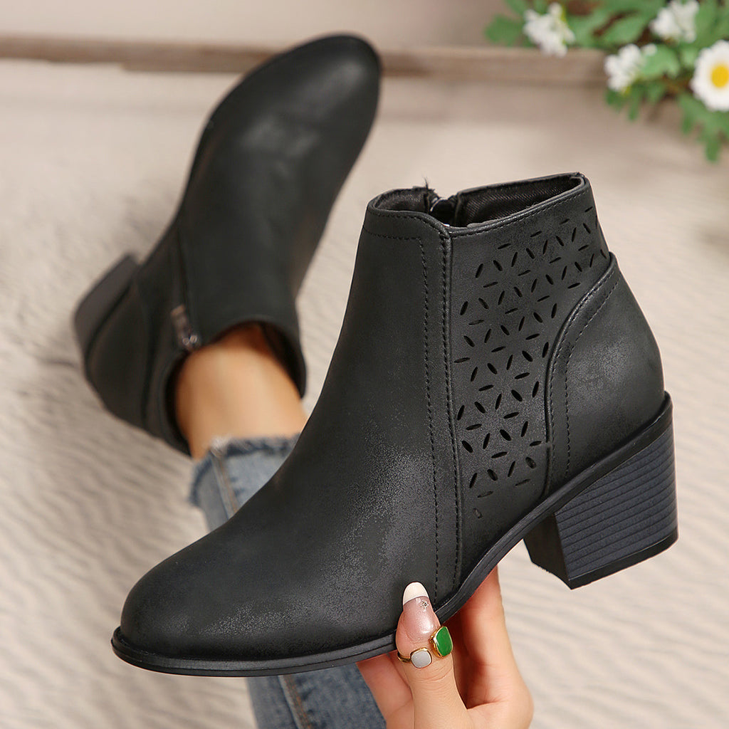 Women's Boots Thick Heel Round Toe teemdrop