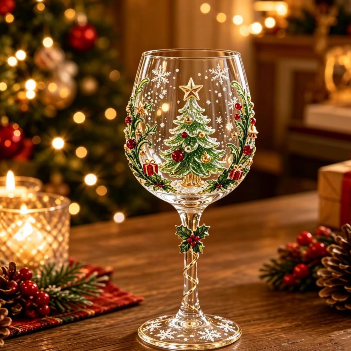 Christmas Halloween Themed Glass Art Goblet Festive Drinking Cup teemdrop