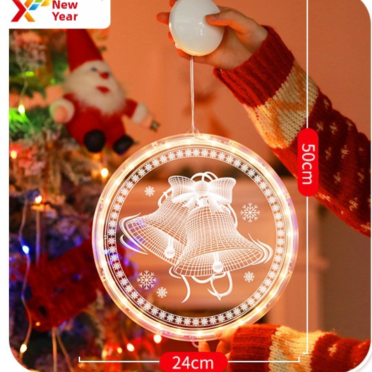 24cm Acrylic Battery Powered LED Suction Cup Christmas Pendant Lamp for Window Decoration