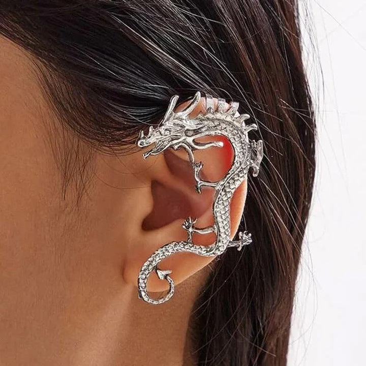 Flying Dragon Punk Earrings Non-Pierced Clip-On Style