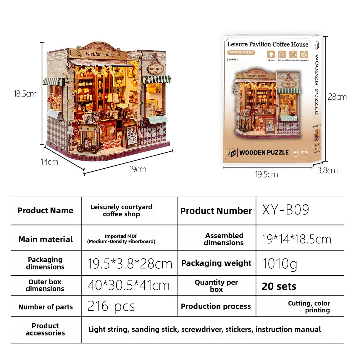 DIY Wooden Miniature House 3D Puzzle Model Building Kit with LED Light teemdrop
