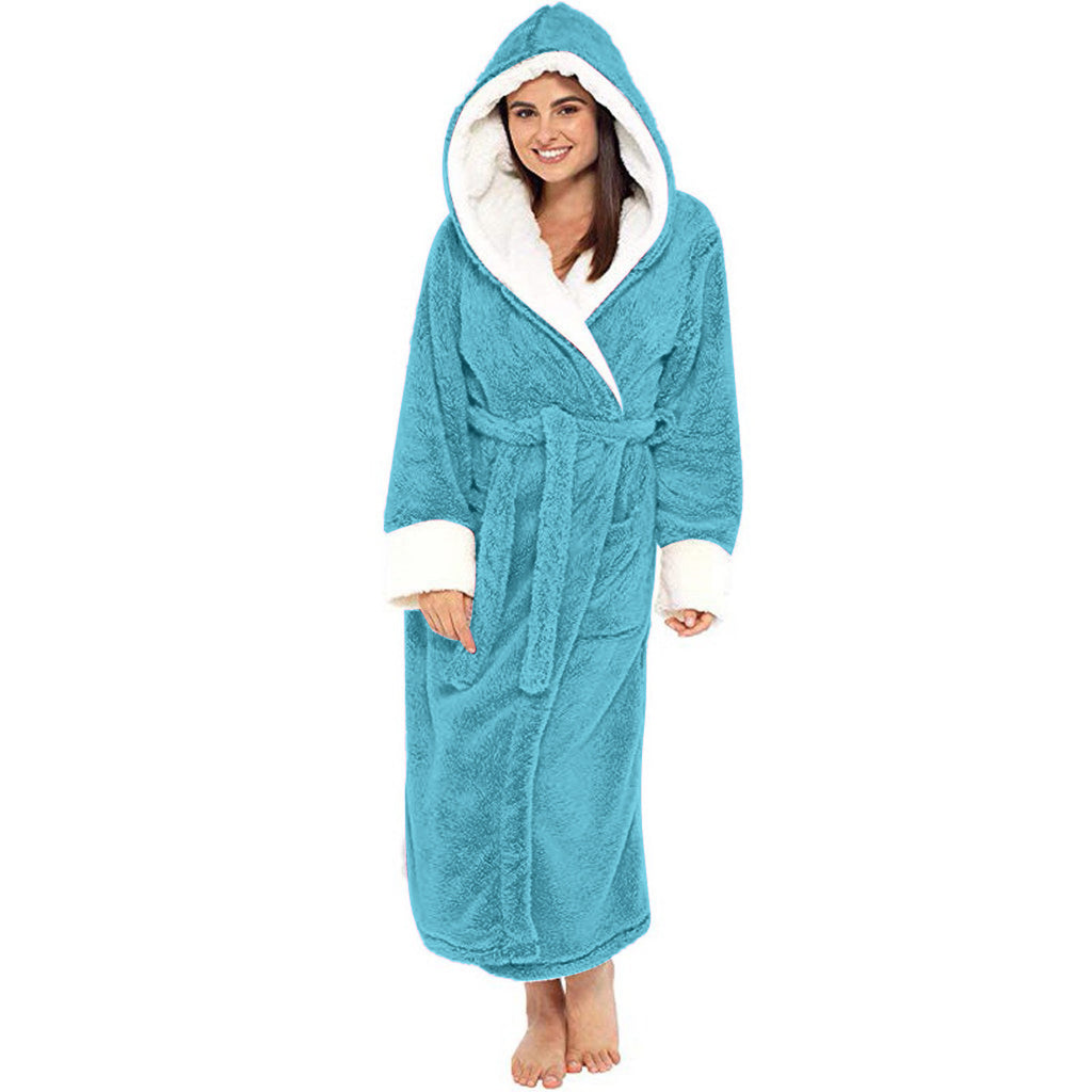 Women's warm fleece-lined wide-leg casual thermal pajamas