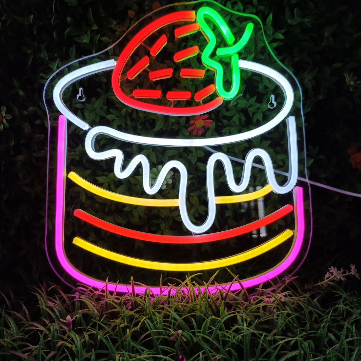 LED Neon Light Hamburger Fries Sushi Shape Sign for Home Bar Decoration