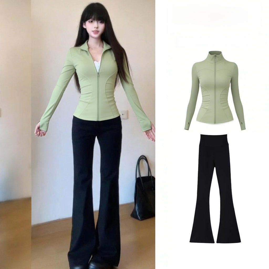 Women's 2-Piece Quick-Dry Long Sleeve Yoga Running Sports Set teemdrop