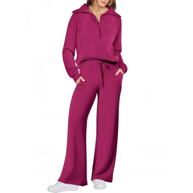 Long-Sleeved Sweatshirt Wide-Leg Pants
