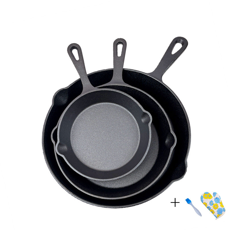 Traditional Cast Iron Flat Bottom Frying Pan teemdrop