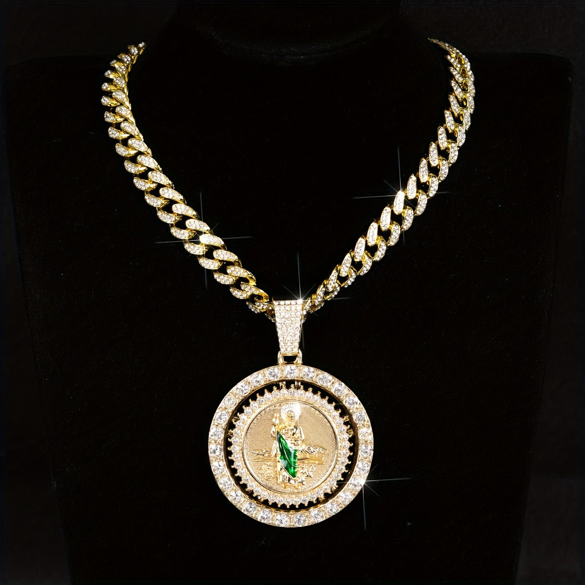 Rhinestone Pendant Necklace Hip-Hop Style