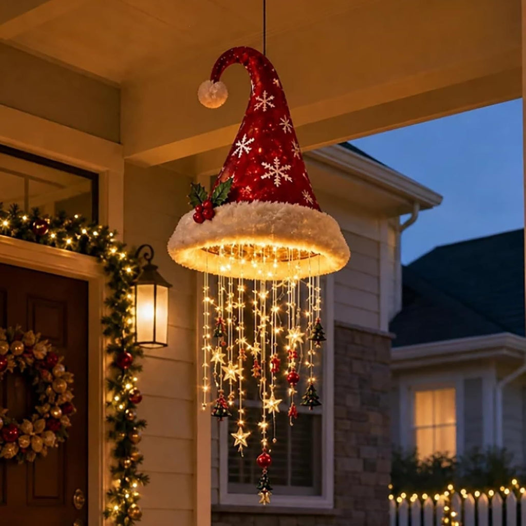 Luminous Christmas Hat Wind Chime Light for Indoor and Outdoor Holiday Decoration teemdrop
