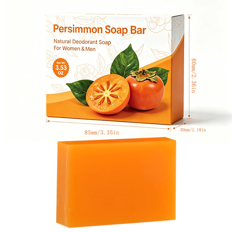 Natural Persimmon Handmade Soap Deodorizing Body Wash Gentle Cleanser for Underarm Foot Odor Removal Herbal Fragrance Bar teemdrop
