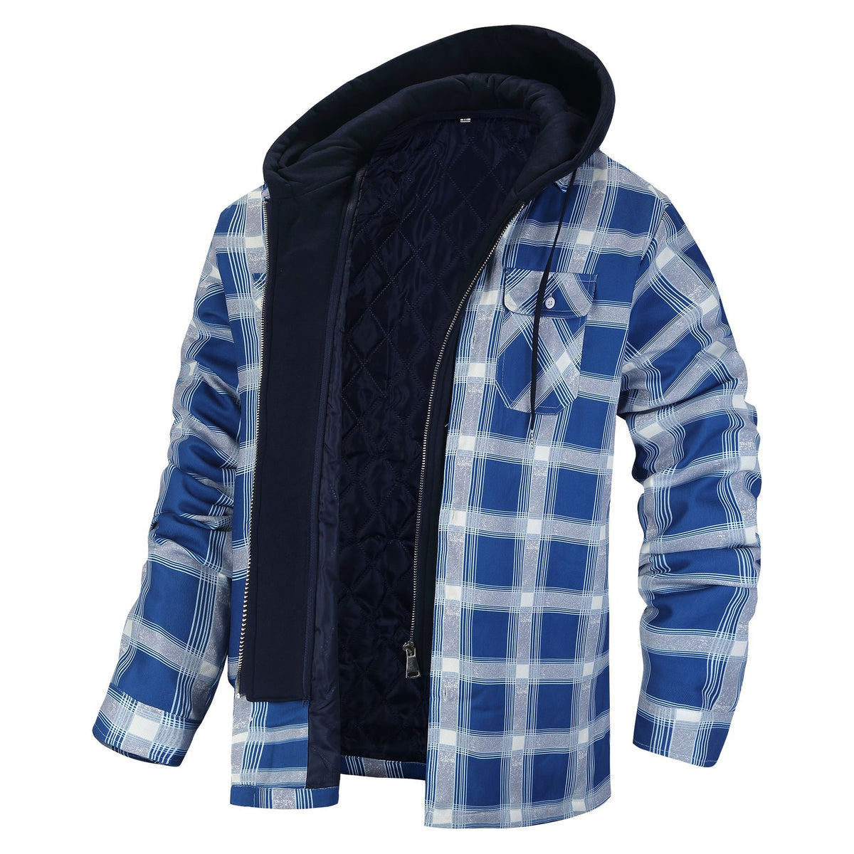 Autumn and Winter Cotton Outwear Plaid Long-Sleeved Loose Hooded Jacket teemdrop