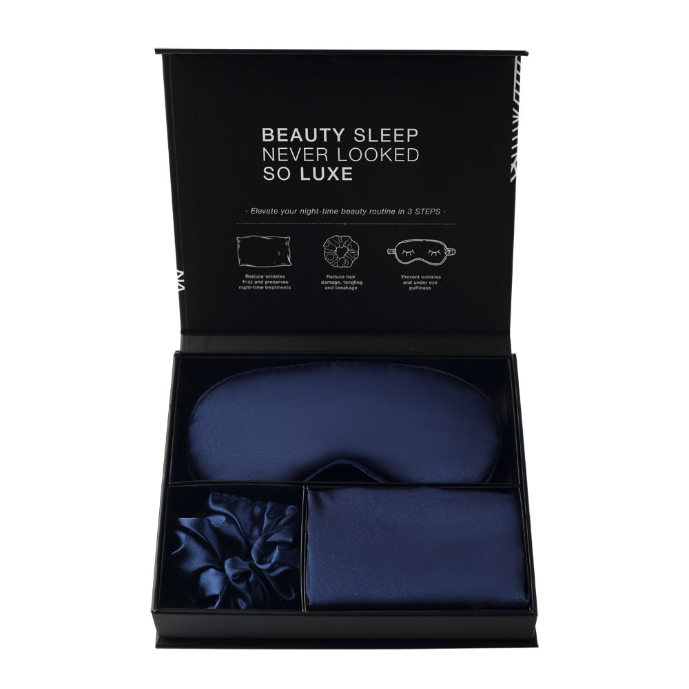 Satin 3-Piece Sleep Set Eye Mask Hair Tie Pillowcase Magnetic Gift Box
