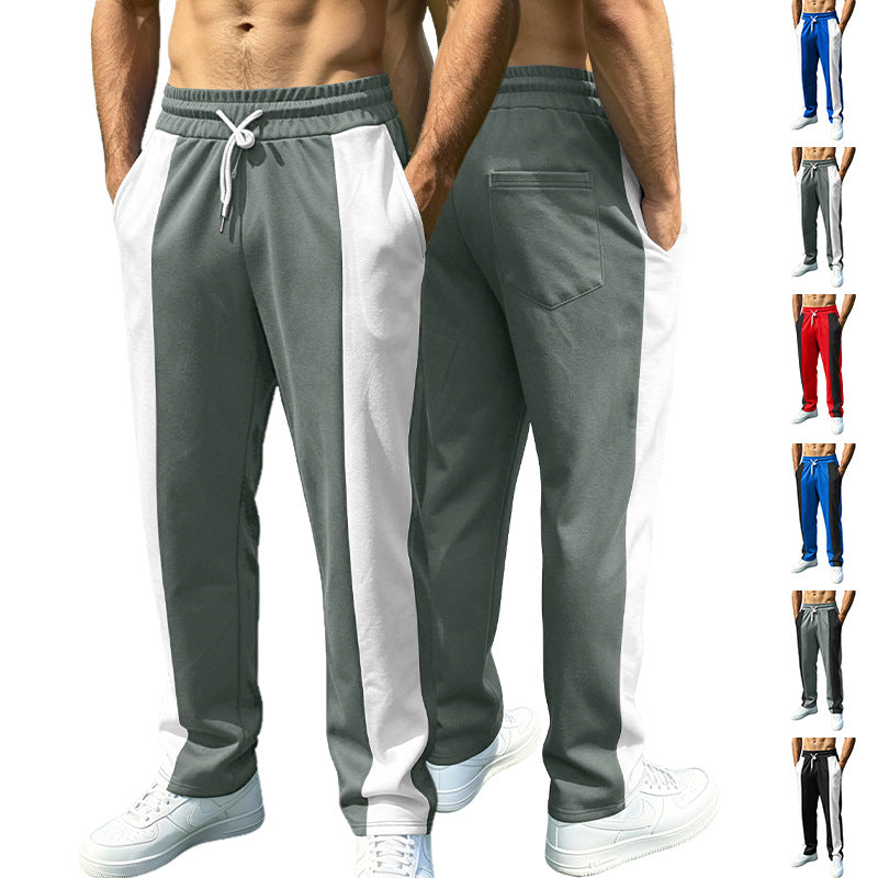 Men's striped color-patched pants for casual wear