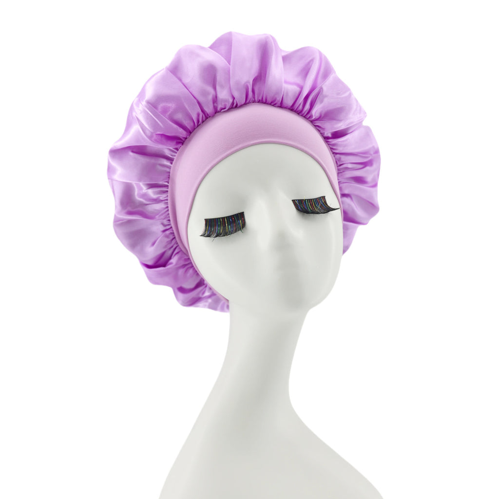 Lace-lined wide-brimmed elasticated hat