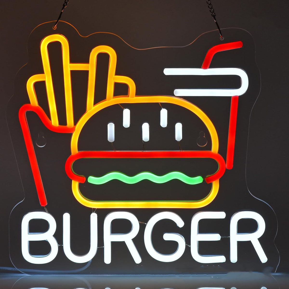 LED Neon Light Hamburger Fries Sushi Shape Sign for Home Bar Decoration