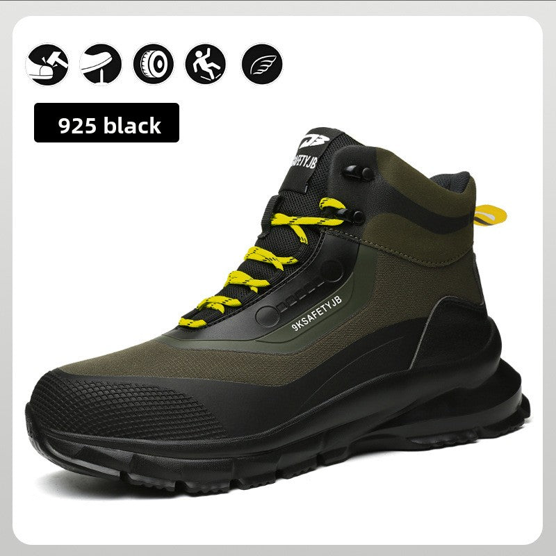 Men's Steel Toe Anti-Smash Breathable High-Top Safety Work Shoes teemdrop