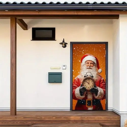 Christmas Santa Claus Polyester Door Cover Decoration 90x180cm teemdrop