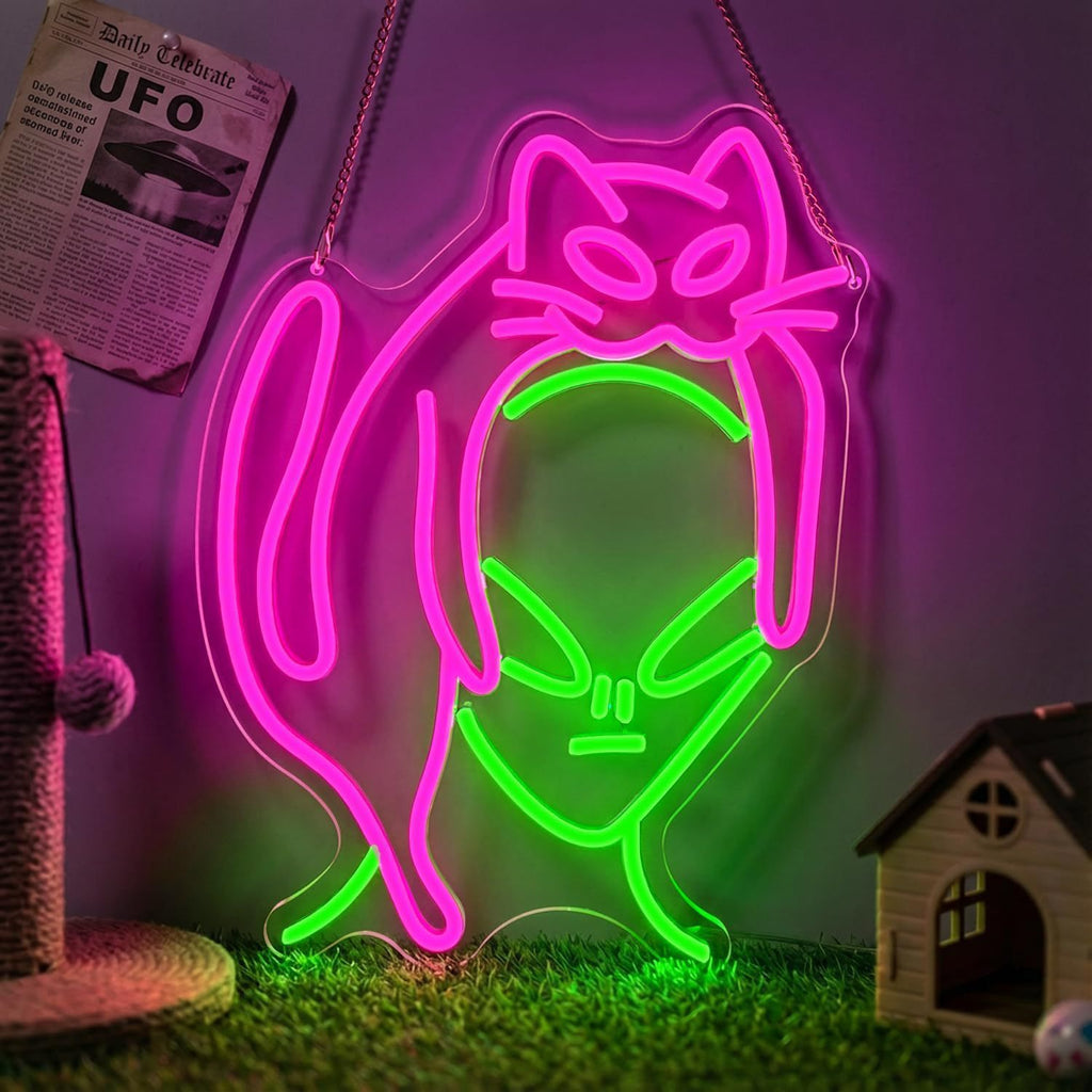 Alien UFO LED Neon Sign Light for Bedroom Game Room Bar Party Decoration teemdrop