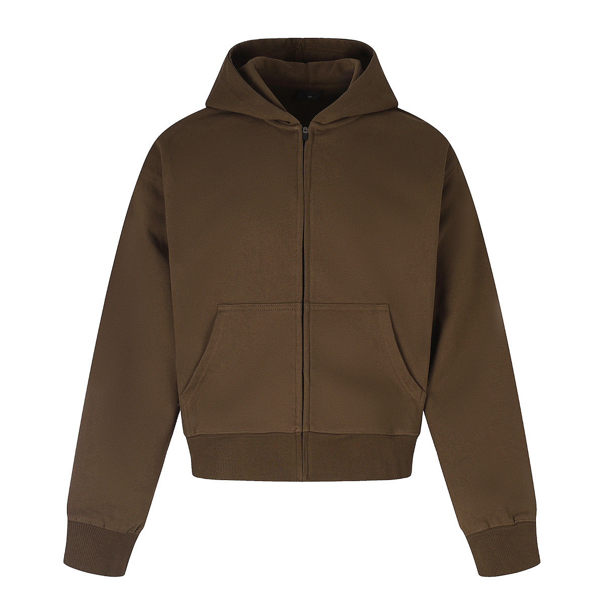 Retro Short Zip-Up Hoodie Solid Color Loose Fit Casual Jacket for Adults teemdrop
