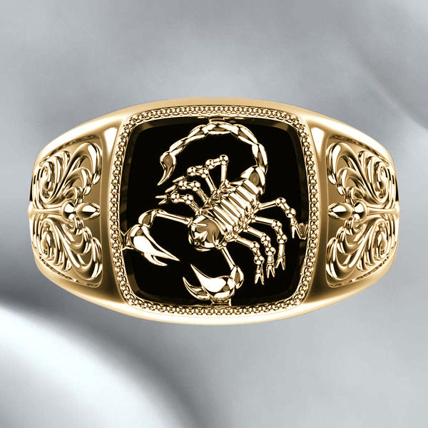 Men's Geometric Electroplated Scorpion Shape Black Glue Dropping Alloy Ring