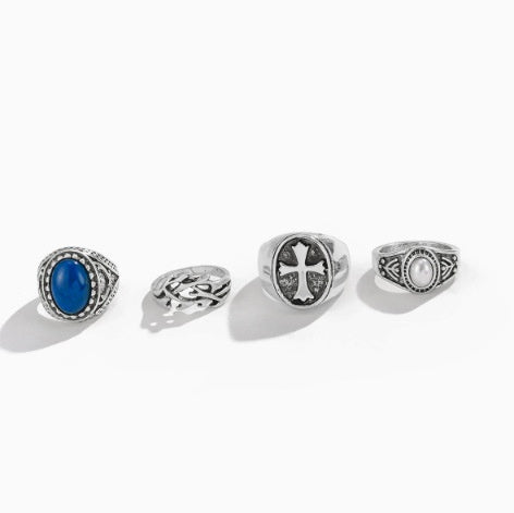 Men's Fashion Alloy Rings Set