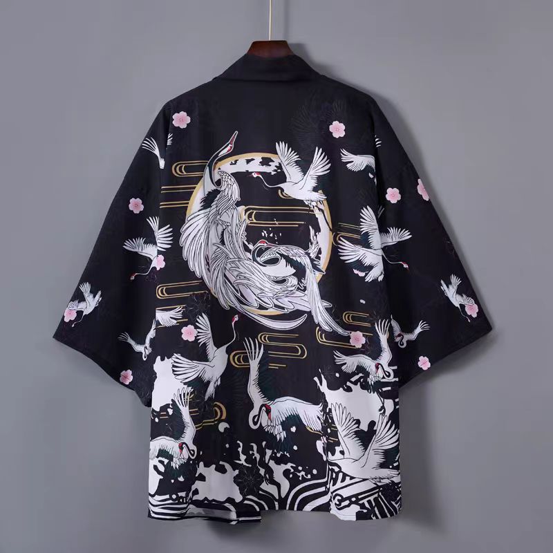 Traditional Print Open Front Cardigan Robe teemdrop