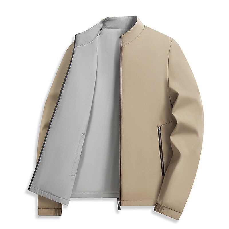 Men's Stand Collar Business Casual Polyester Loose Fit Jacket teemdrop