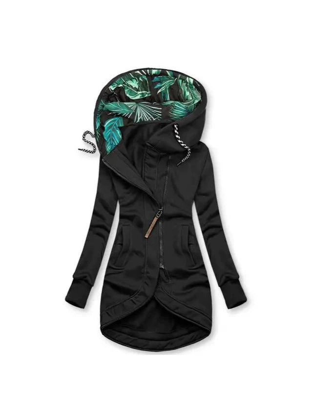 Solid-color fashionable hoodie with zipper