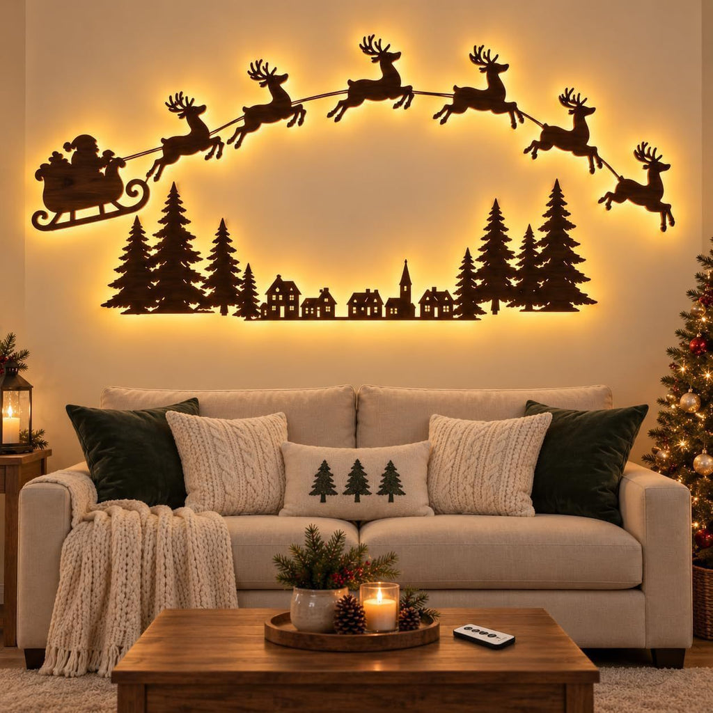 Christmas light-up wall silhouettes