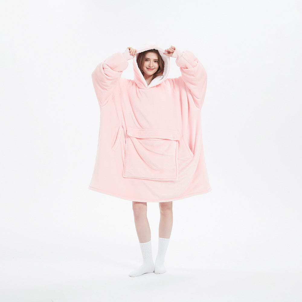 Oversized Flannel Hoodie Blanket with Pocket