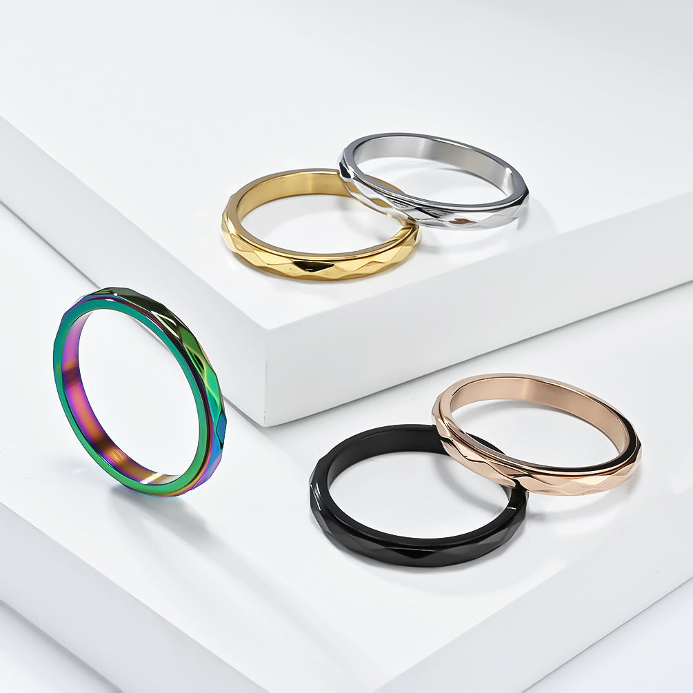 Geometric Rotating Titanium Steel Ring