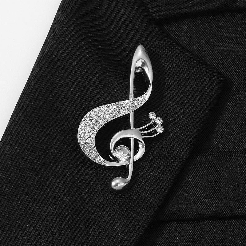 Niche Design Musical Note Brooch Anti-Exposure Light Luxury Zinc Alloy Pin Unisex Fashion Accessory teemdrop