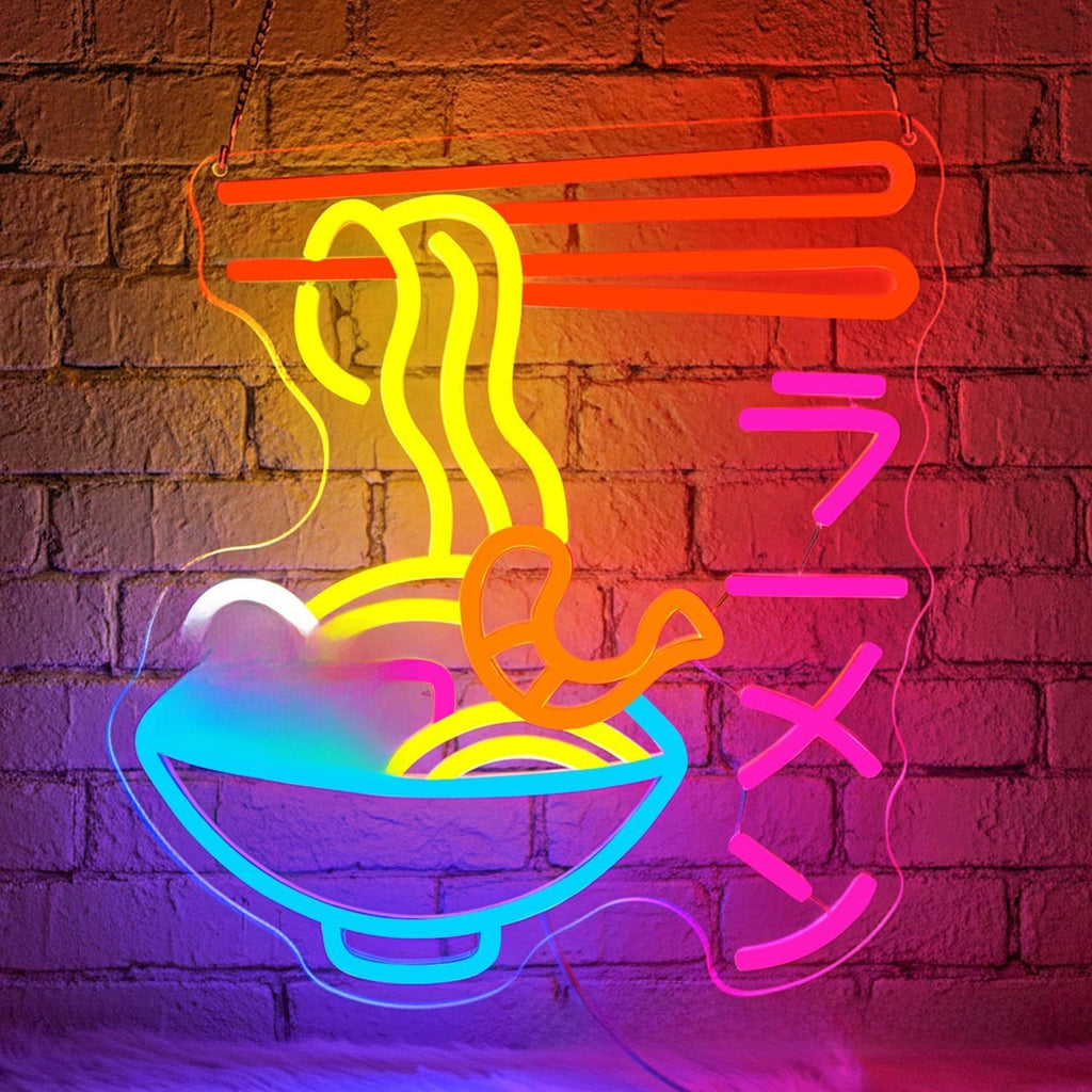 USB Dimmable LED Neon Sign, Cat Eating Noodles Light, Acrylic Animal Shaped Nightlight for Home Decor teemdrop