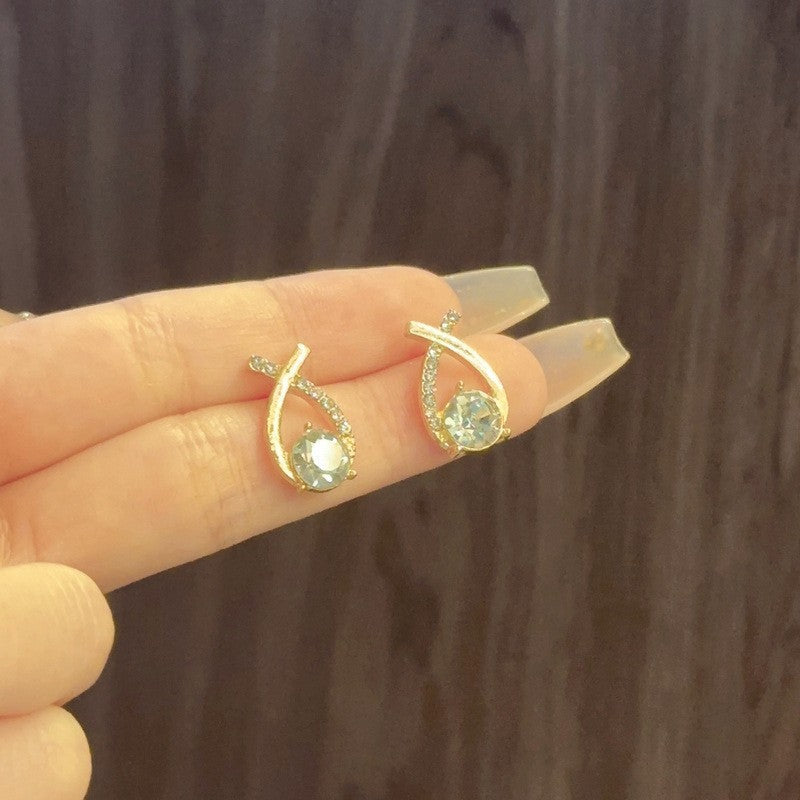 Korean Style Exquisite Diamond Cross Earrings Light Luxury Geometric Design