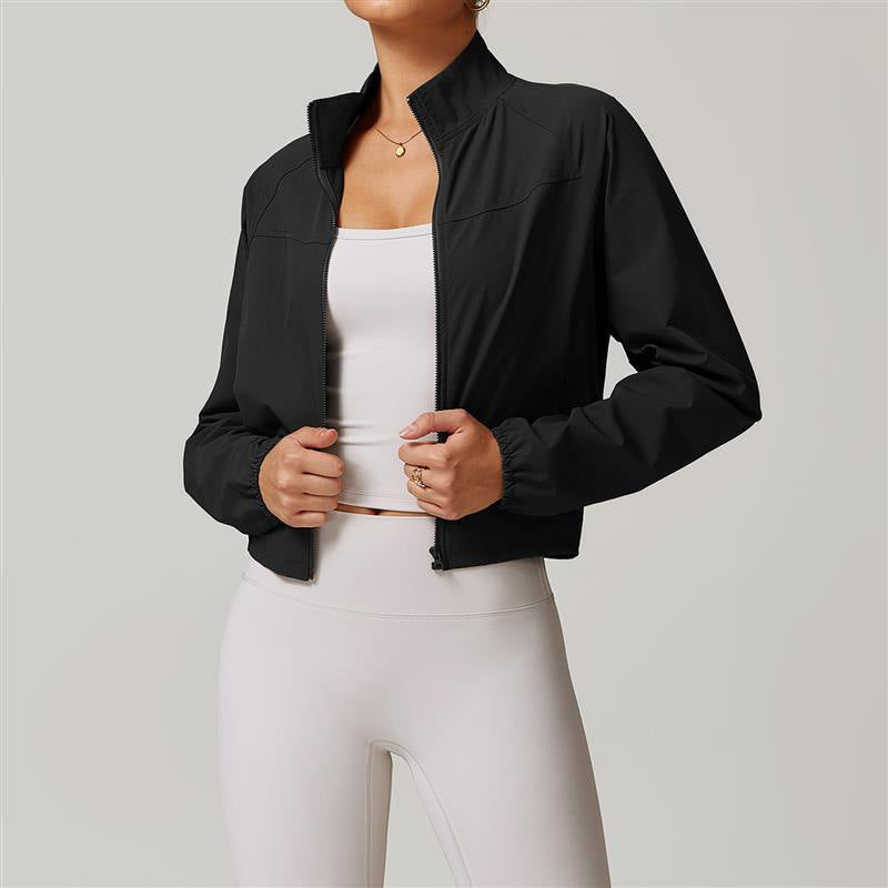 Women Quick-Drying Stand-Up Collar Windproof Sports Yoga Jacket teemdrop