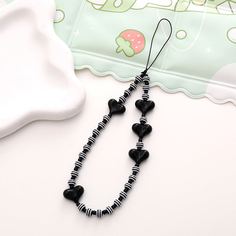 Colorful Heart Bead Phone Wrist Strap
