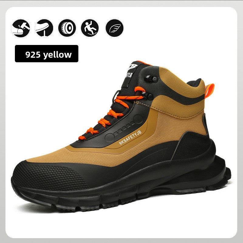 Men's Steel Toe Anti-Smash Breathable High-Top Safety Work Shoes teemdrop