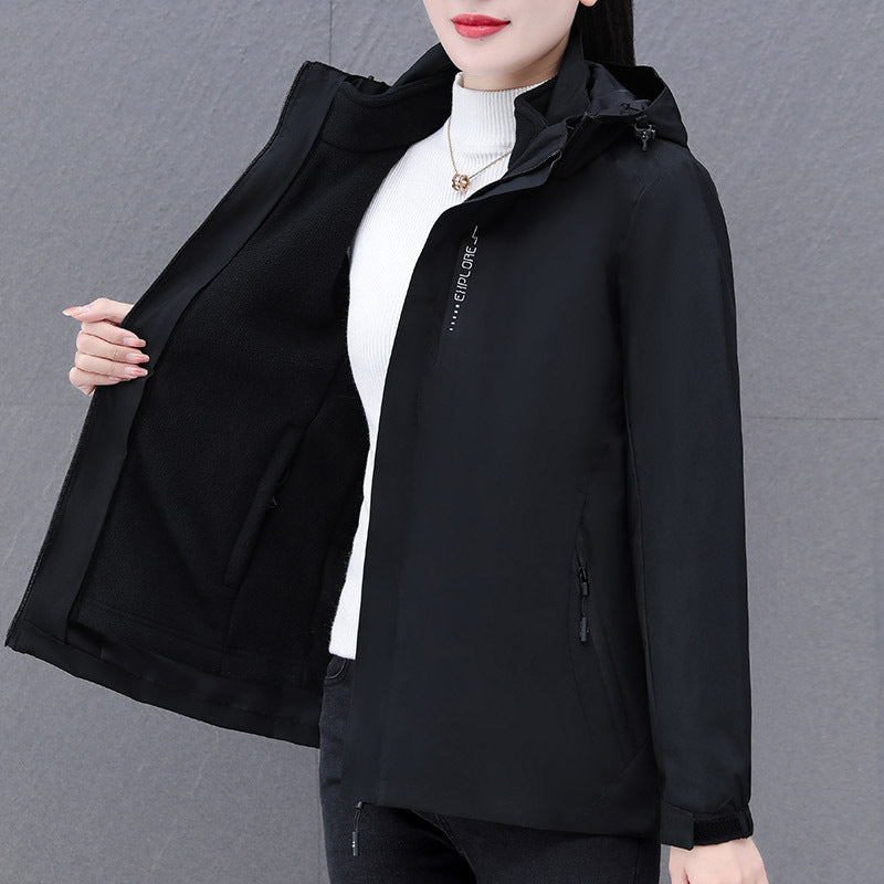 Women's Detachable Fleece-Lined Windproof Waterproof Outdoor Jacket teemdrop