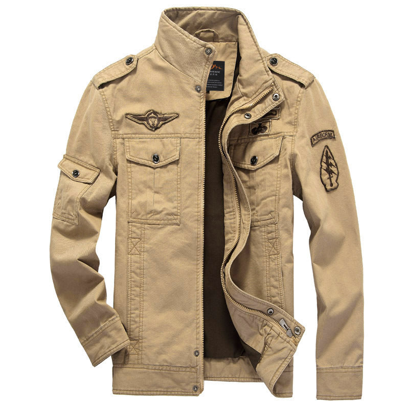 Men's Tactical Cotton Jacket Casual Solid Outdoor Work Jacket Large Size teemdrop