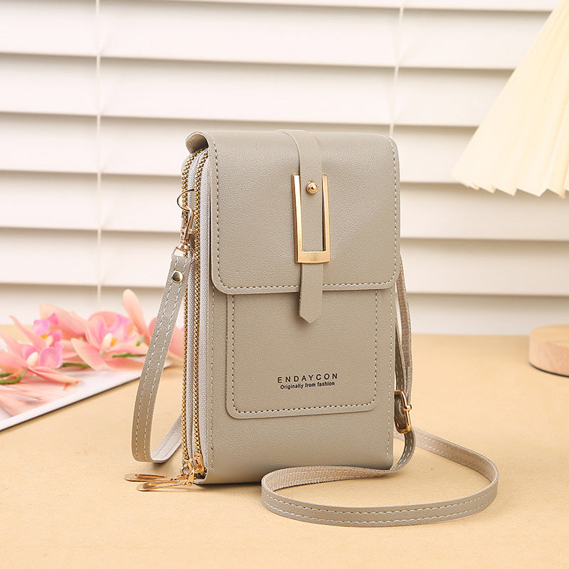 Women's Touch Screen PU Leather Phone Pouch Crossbody Bag with Card Slots