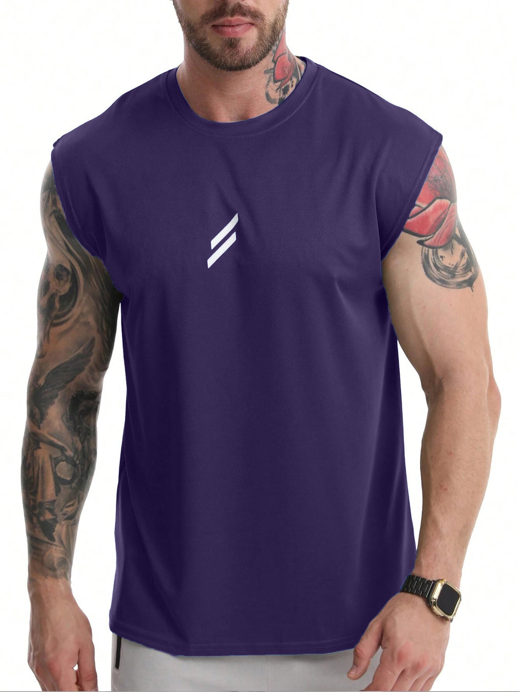 Men's Quick-Dry Bird-Eye Fabric Sleeveless Sports Training Vest teemdrop
