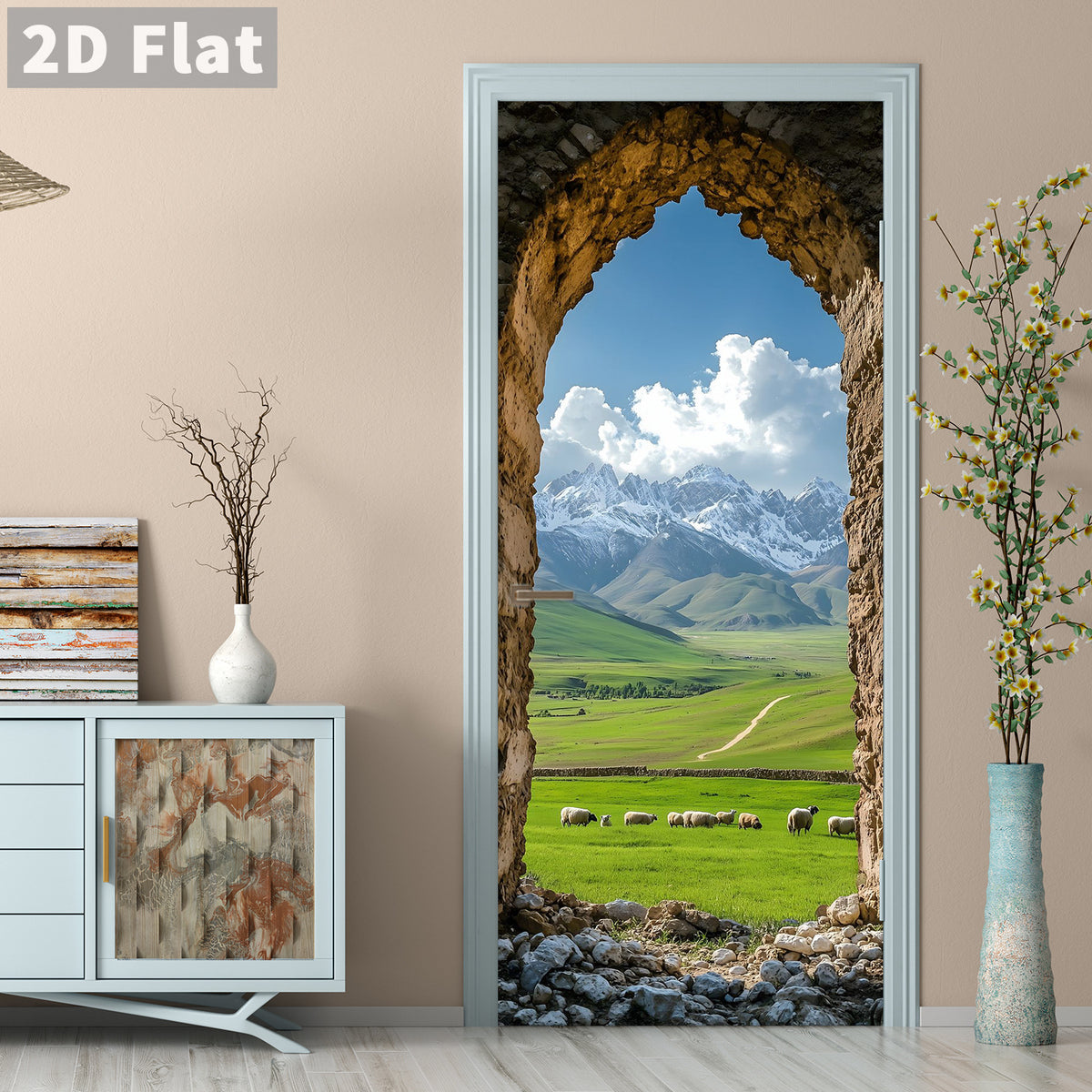 Creative Wooden Door Refurbished Door Stickers Wall Stickers teemdrop