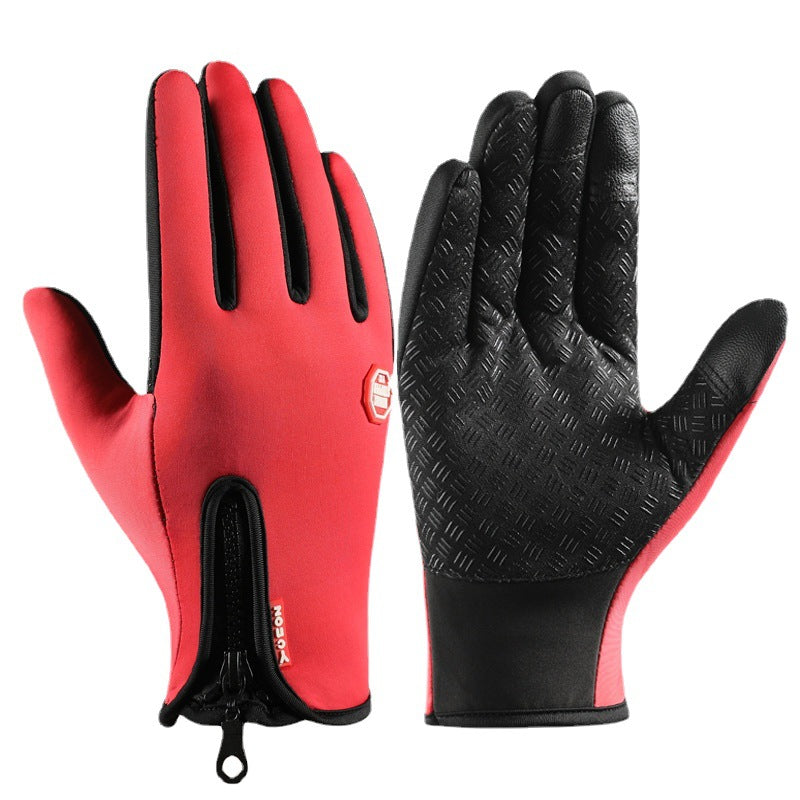 Winter Gloves Warm Touch Screen Men's Outdoor Sports Non-Slip Mountaineering Zipper Women's Ski Motorcycle Riding Gloves