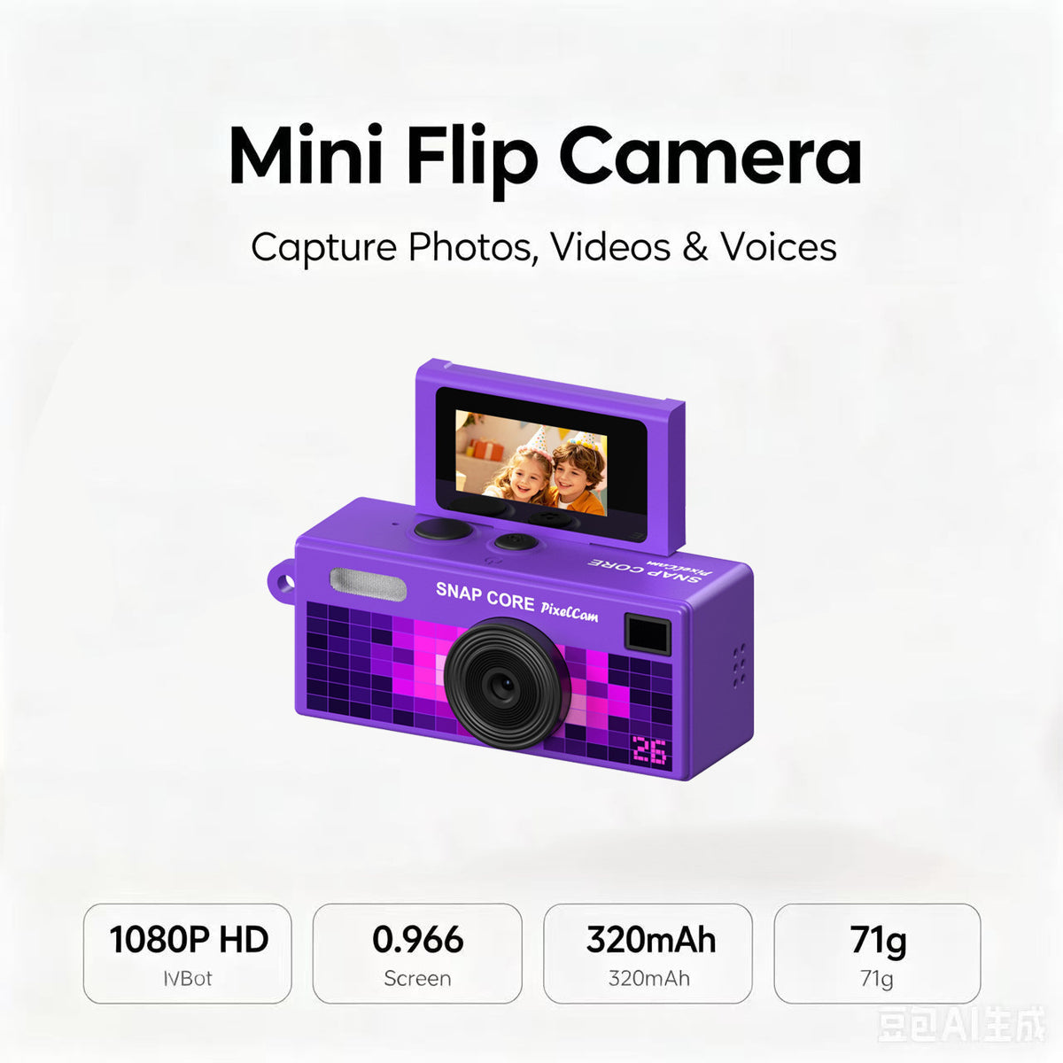 Flip-screen retro-style campus student digital camera teemdrop