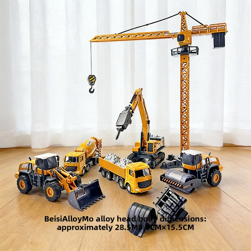 Alloy Construction Tower Crane Toy Vehicle with Movable Parts for Kids
